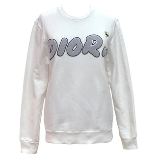 Christian Dior x KAWS White Cotton Terry Logo Bee Embroidered Sweatshirt