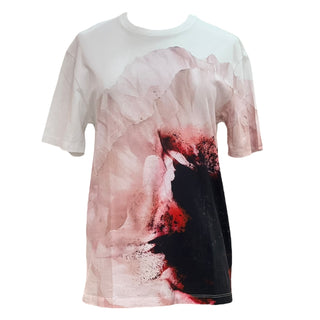Alexander Mcqueen Flower Print White Cotton T-shirt