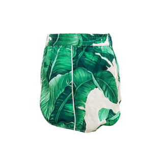 Dolce & Gabbana Banana Leaf Print Silk Belted Shirt and Shorts Set