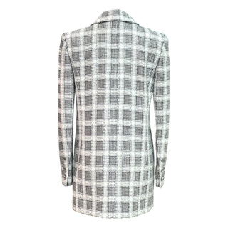 Chanel Black & white Boucle Tweed Check Double Breasted Blazer