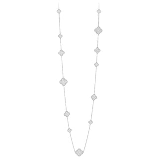 Vancleef & Arpels 18K White Gold Diamond 16 Motifs Magic Alhambra Long Necklace
