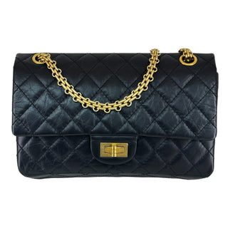 Chanel Aged Calfskin Quilted 2.55 Reissue 227 Flap Bag in Black With Gold Hardware