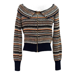 Chanel Cuba Multicolor Striped Knit Zip Cardigan