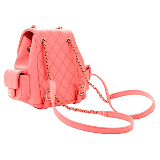 Chanel Pink Shiny Caviar Quilted Small Pockets Drawstring Backpack