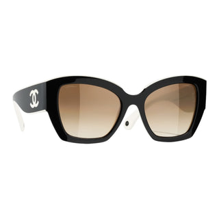 Chanel Black & White Cat-Eye Sunglasses With CC Logo