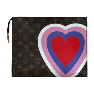 Louis Vuitton Brown Monogram Canvas Embellished Game On Heart Poche Toilette Bag