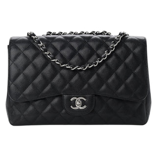 Chanel Black Caviar Jumbo Double Flap With Silver Hardware
