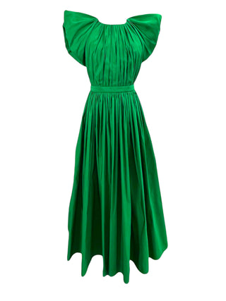 Alexander McQueen 2023 Kelly Green Open Back Puff Sleeve Dress