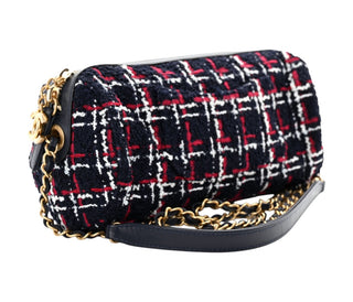 Chanel Navy Multicolour Tweed Calfskin Signe Bowling Bag