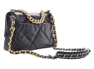 Chanel Black Lambskin Quilted Medium Chanel 19 Flap Bag