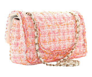 Chanel Multicoloured Tweed Braid Medium Sequin Double Flap Bag With GHW