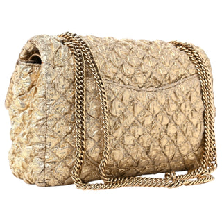Chanel Gold Metallic Lame Small Double Flap Bag With Gold Hardware