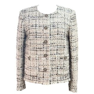 Chanel Beige Bouclé Tweed Jacket with CC Logo Buttons