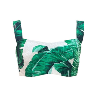 Dolce & Gabbana Banana Leaf Print Jacquard Bra Top