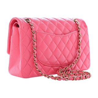 Chanel Pink Shiny Caviar Quilted Medium Double Flap Bag With Gold Hardware