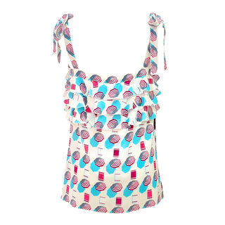 Chanel Beach Series Silk Ruffle Strap Top