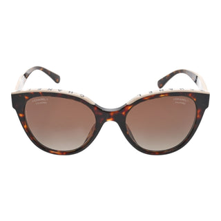 Chanel Brown Tortoise Acetate Polarised CC Butterfly Sunglasses