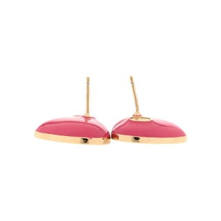 Chanel Pink & Gold Resin Crystal CC Heart Earrings