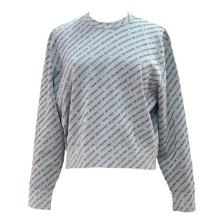 Balenciaga Silver Mettalic Allover Logo Print Jumper