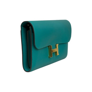 Hermes Vert Bosphore Evercolour Constance Wallet With Gold Hardware