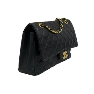 Chanel Black Caviar Quilted Medium Double Flap Bag With Gold Hardware