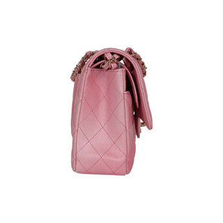 Chanel Pink Iridescent Ombre Goatskin Quilted Medium Double Flap Bag With GHW