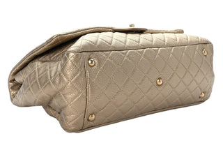 Chanel Gold Metallic Calfskin Quilted XXL Travel Flap Bag