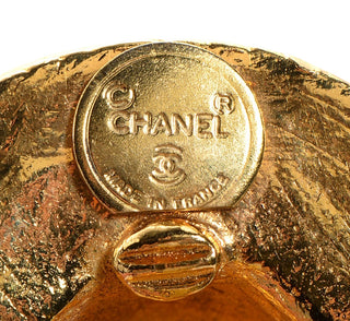 Chanel Gold Straw Hat Clip On Earrings