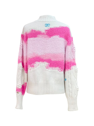 Chanel White & Pink NO5 Pop Dream Intarsia Knit Sweater
