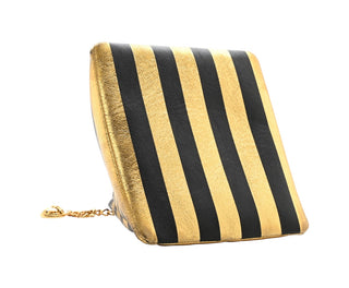 Chanel Black & Gold Metallic Lambskin CC Kheops Pyramid Bag With Gold Hardware