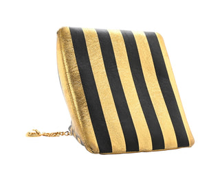 Chanel Black & Gold Metallic Lambskin CC Kheops Pyramid Bag With Gold Hardware