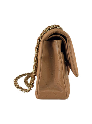 Chanel Brown Lambskin Quilted Medium Double Flap Bag With GHW