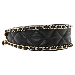 Chanel Lambskin Black Quilted Mini Chain Around Hobo Bag