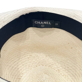 Chanel Pastel Check Straw Fedora Hat