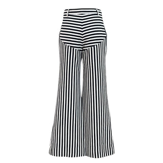 Chanel La Pausa Black & White Stripe Wide Leg Wool Trousers