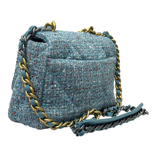 Chanel Bleu Multicolored Quilted Medium Chanel 19 Flap Bag With Gold Hardware