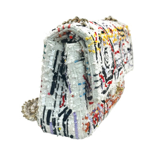 Chanel Multicolor Embroidered Tweed Classic Medium Double Flap Bag