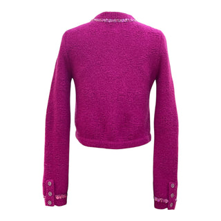 Chanel Fuchsia Sequin Embellished Cropped Cashmere Cardigan