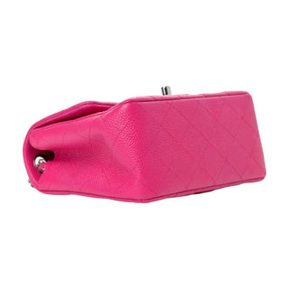 Chanel Hot Pink Caviar Quilted Mini Square Flap Bag With Palladium Hardware