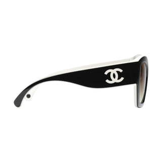 Chanel Black & White Cat-Eye Sunglasses With CC Logo