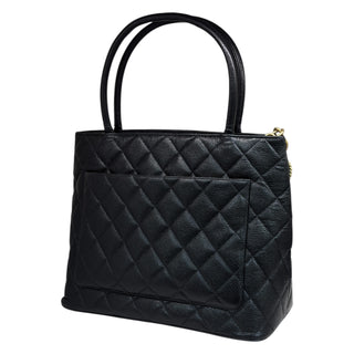 Chanel Black Caviar Quilted Medallion Tote Bag With Gold Hardware