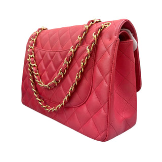 Chanel Coral Pink Caviar Quilted Jumbo Double Flap Bag with Gold Hardware