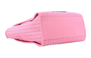 Chanel Pink & Blue Striped Canvas Large Deauville Tote Bag