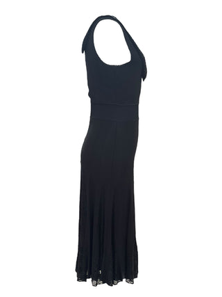 Chanel Black Sleeveless Ruffle Knit Midi Dress