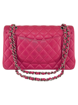 Chanel Hot Pink Lambskin Quilted Medium Double Flap Bag With PHW