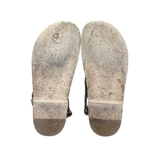 Chanel Quilted Metallic Silver Leather Dad Sandals