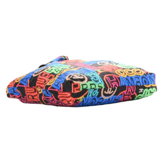 Chanel Black Caviar Fabric Multicolour Graffiti Foldable Tote