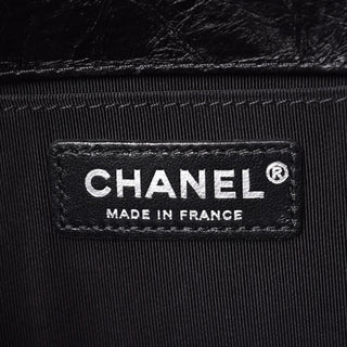 Chanel Black Aged Calfskin Chain V-Stitch Chevron Shoulder Medium Boy Bag