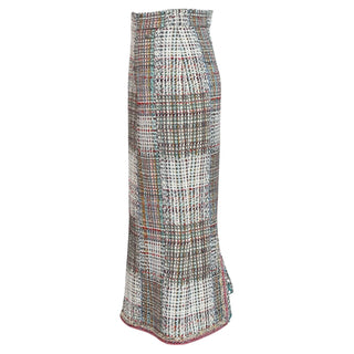 Chanel Cuba Collection Multicolor Tweed Wide V-Neck Jacket and Midi Skirt Set