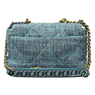 Chanel Bleu Multicolored Quilted Medium Chanel 19 Flap Bag With Gold Hardware